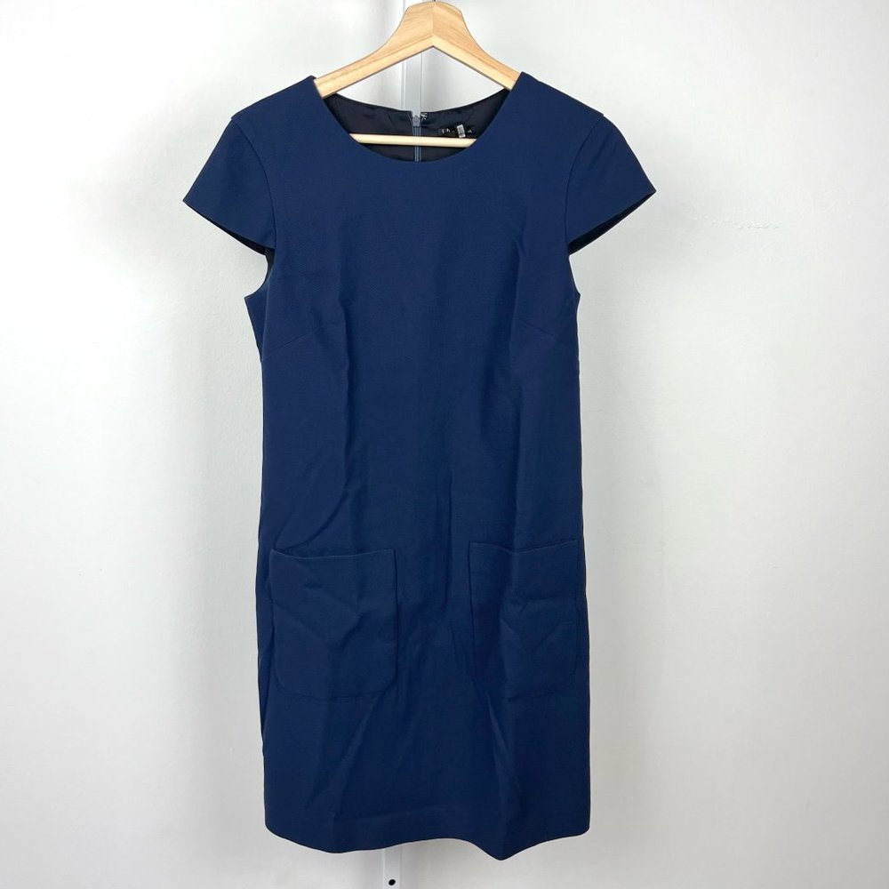 Theory Corta Ivona Cap Sleeve Sheath Dress Navy Blue Size 8